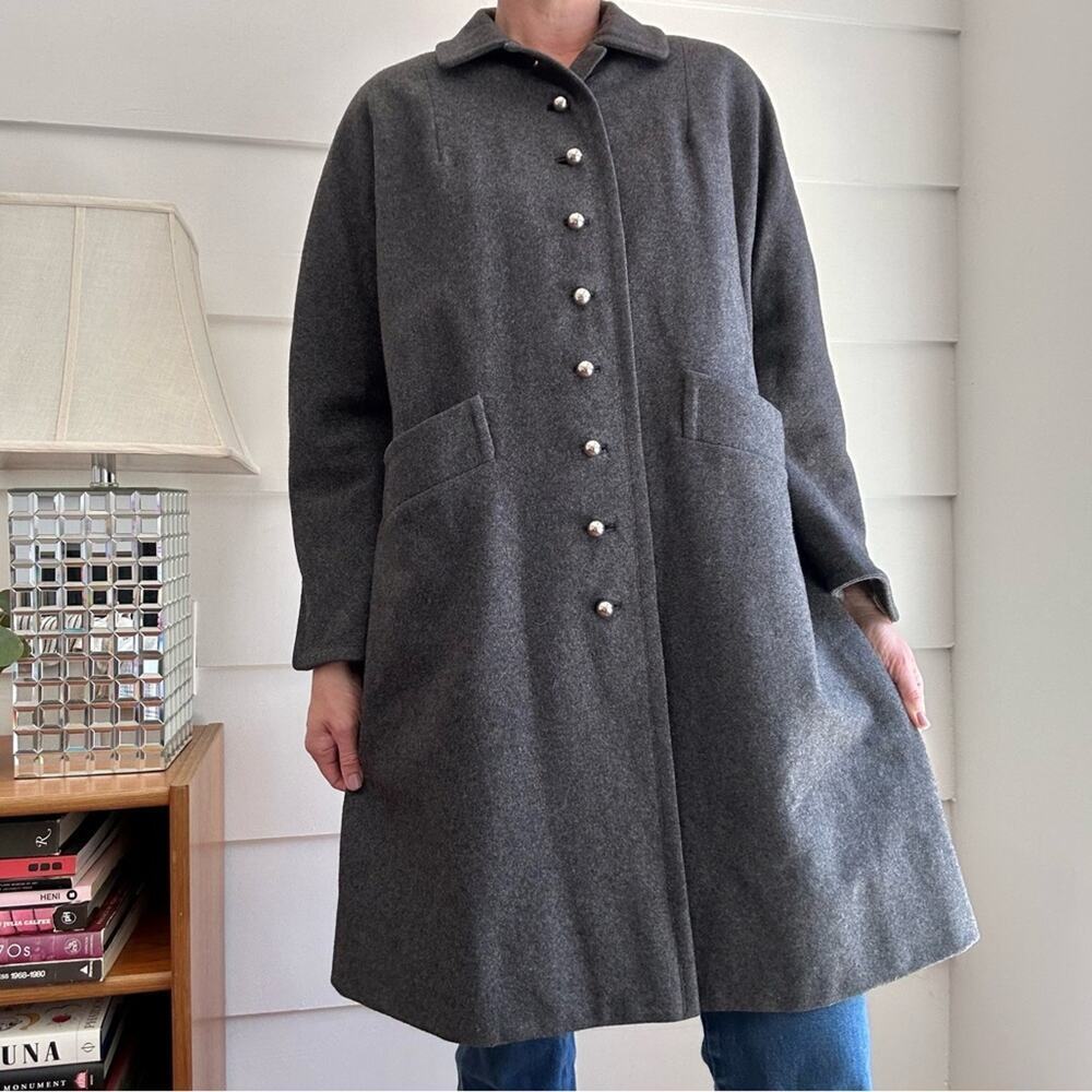 Vintage 1960s Grey Wool Coat with Satin Lining Dayton’s Vintage Coat.